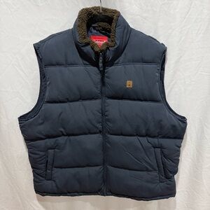 Coleman Sherpa Lined Puffer Vest XXL Navy Blue Zip Front Outdoor Layer Fall Coat
